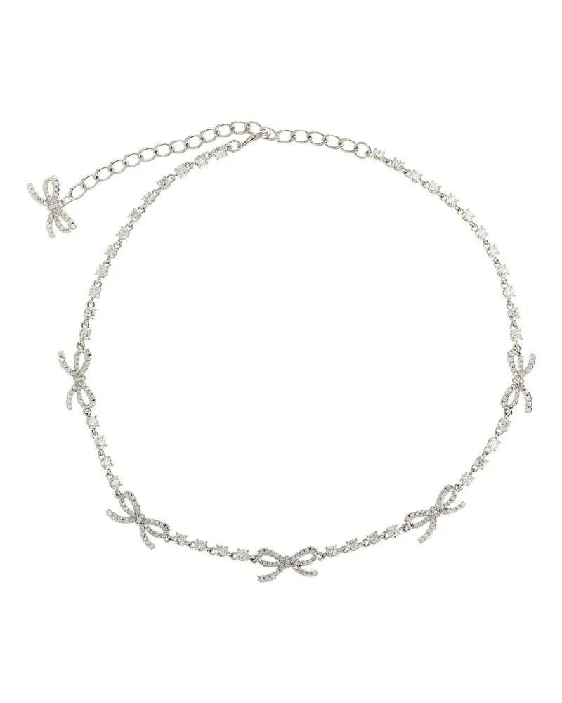 Self-Portrait crystal-bow necklace - Silber Silber