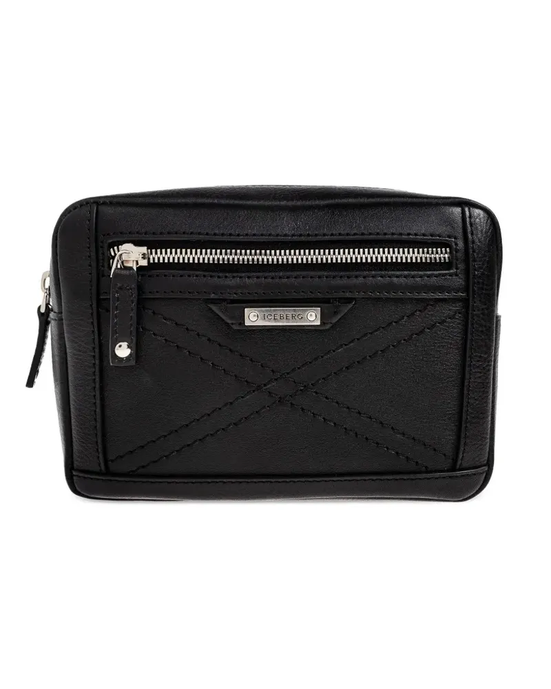 Iceberg quilted zip leather belt bag - Schwarz Schwarz