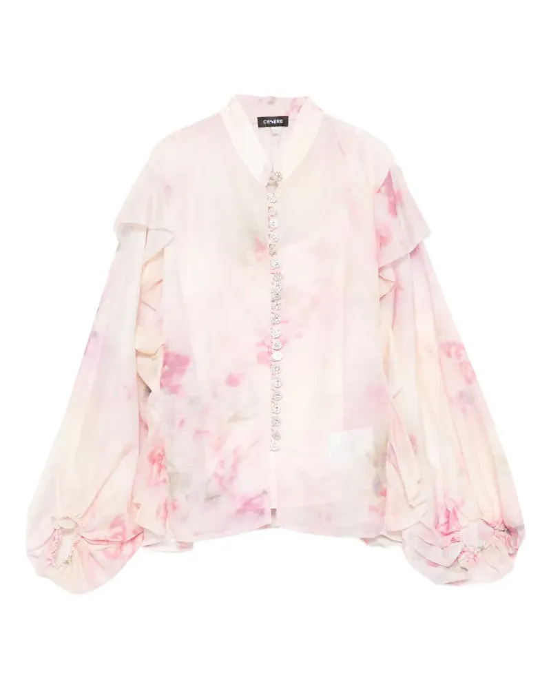 CENERE GB floral-print ruffled blouse - Rosa Rosa