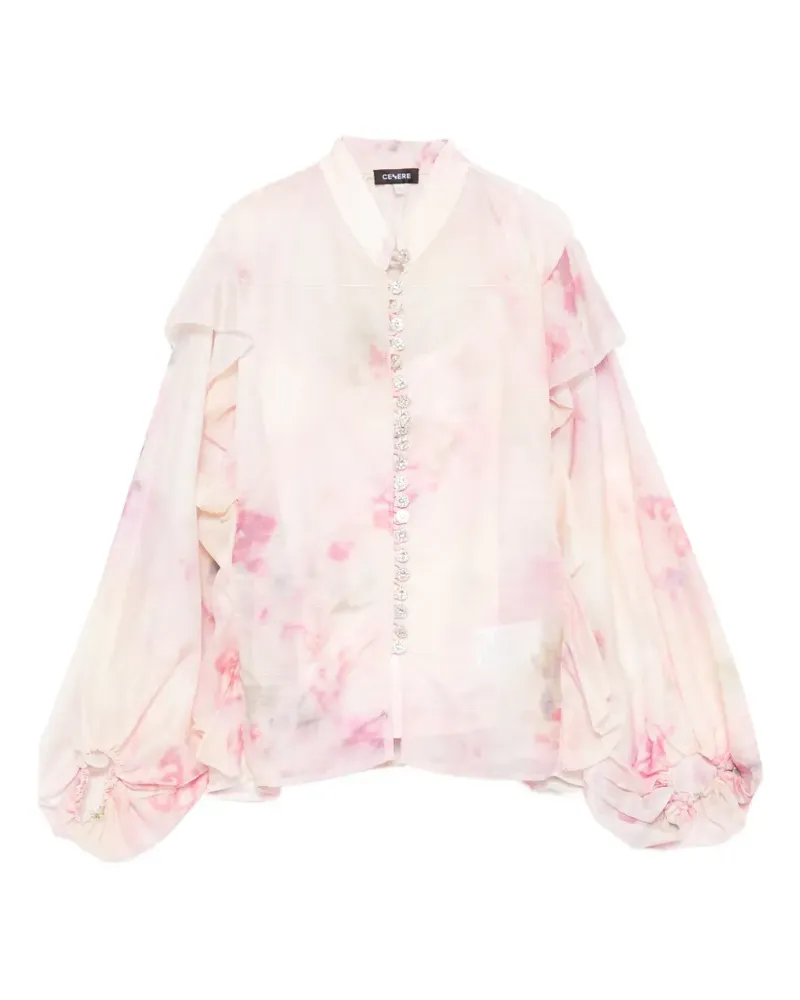 CENERE GB floral-print ruffled blouse - Rosa Rosa