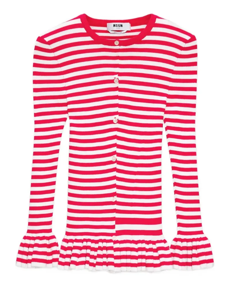 MSGM Gestreifter Strick mit Rüschen - Rot Rot