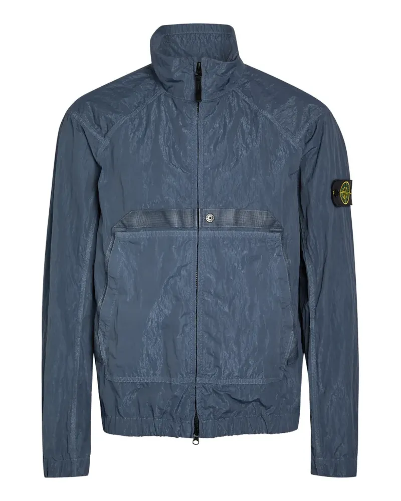 Stone Island logo-patch crinkled-finish jacket - Blau Blau