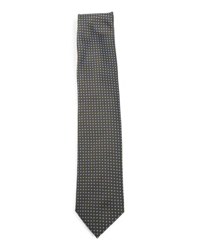 Ermenegildo Zegna Geometrisch gemusterte Seidenkrawatte - Grün Grün