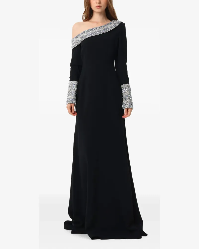 Dina Melwani crystal-embellished off-shoulder maxi dress - Schwarz Schwarz