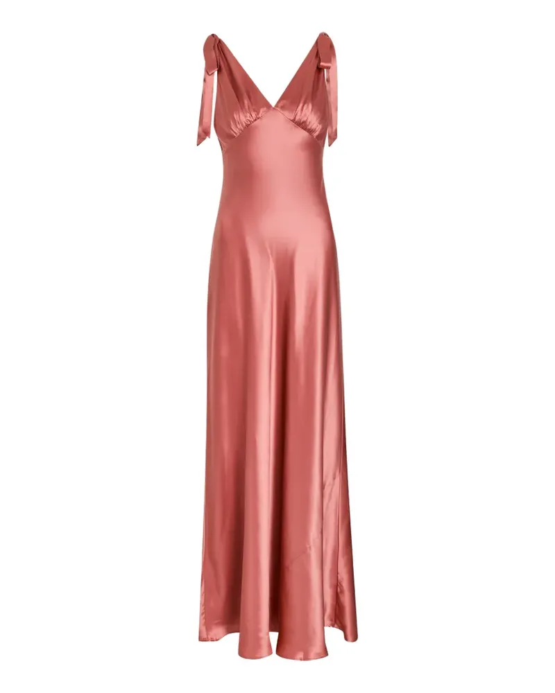 Reformation Pernille tie-shoulder satin-finish maxi dress - Rosa Rosa