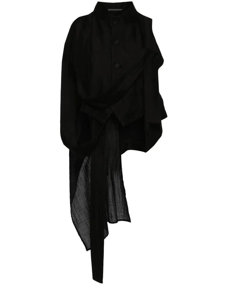 Yohji Yamamoto Asymmetrisches Cropped-Hemd - Schwarz Schwarz