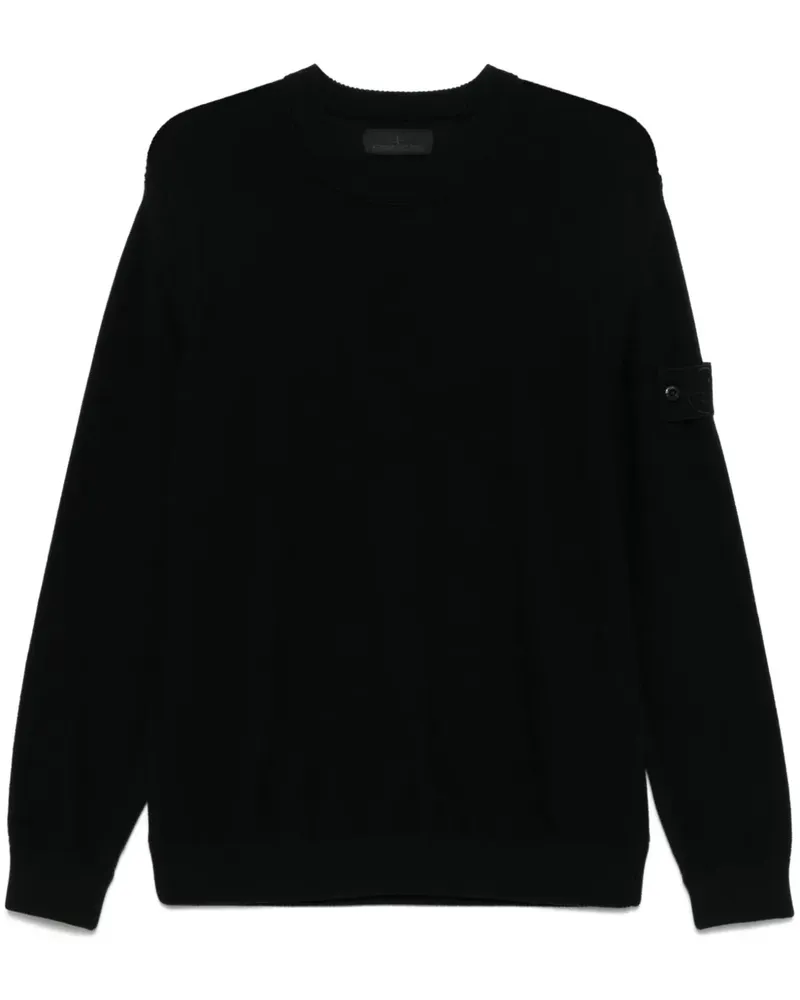 Stone Island Pullover mit Kompass-Patch - Schwarz Schwarz