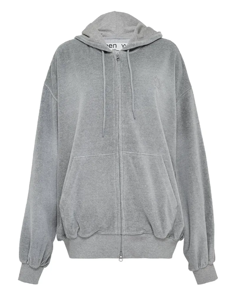 OPEN YY velour boxy zip hoodie - Grau Grau