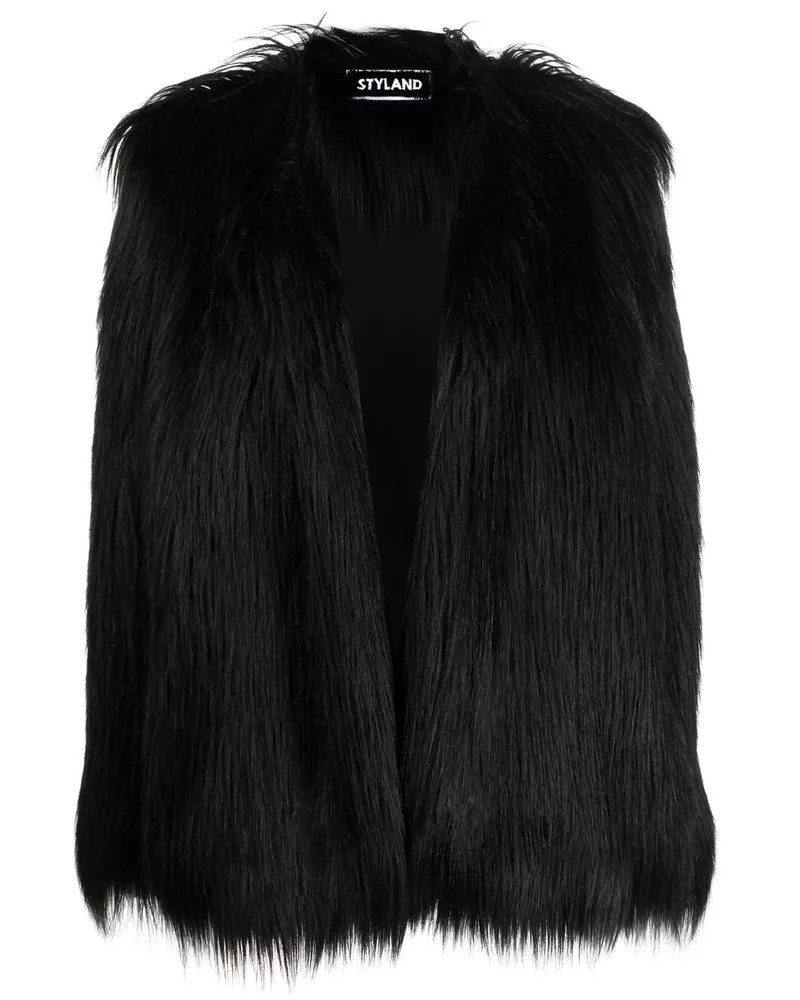 STYLAND Jacke aus Faux Fur - Schwarz Schwarz