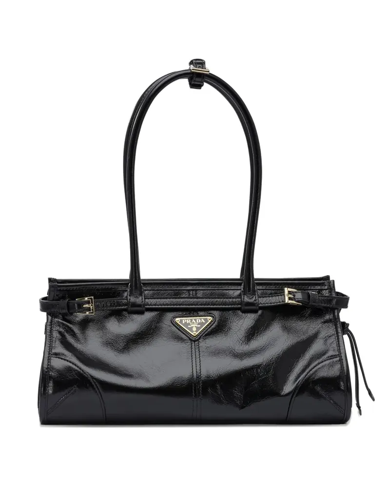 Prada Mittelgroße Bonnie Tote Bag mit Schnalle - Schwarz Schwarz