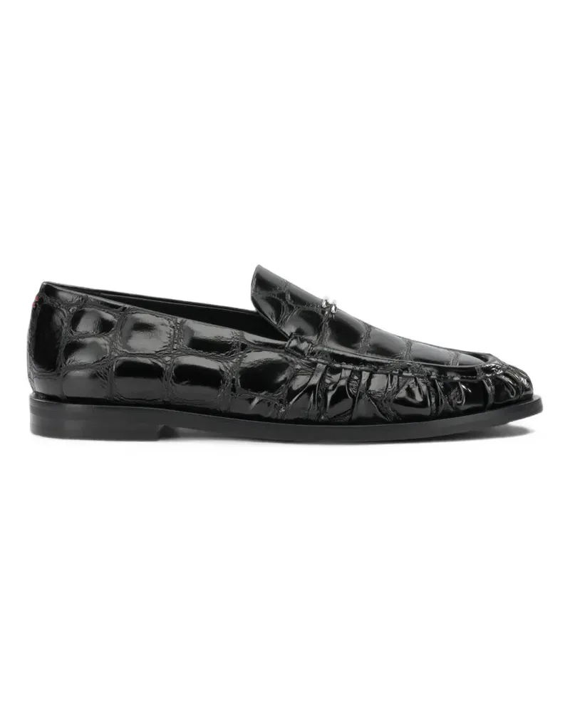 HALMANERA Geraffte Loafer mit Kroko-Effekt - Schwarz Schwarz