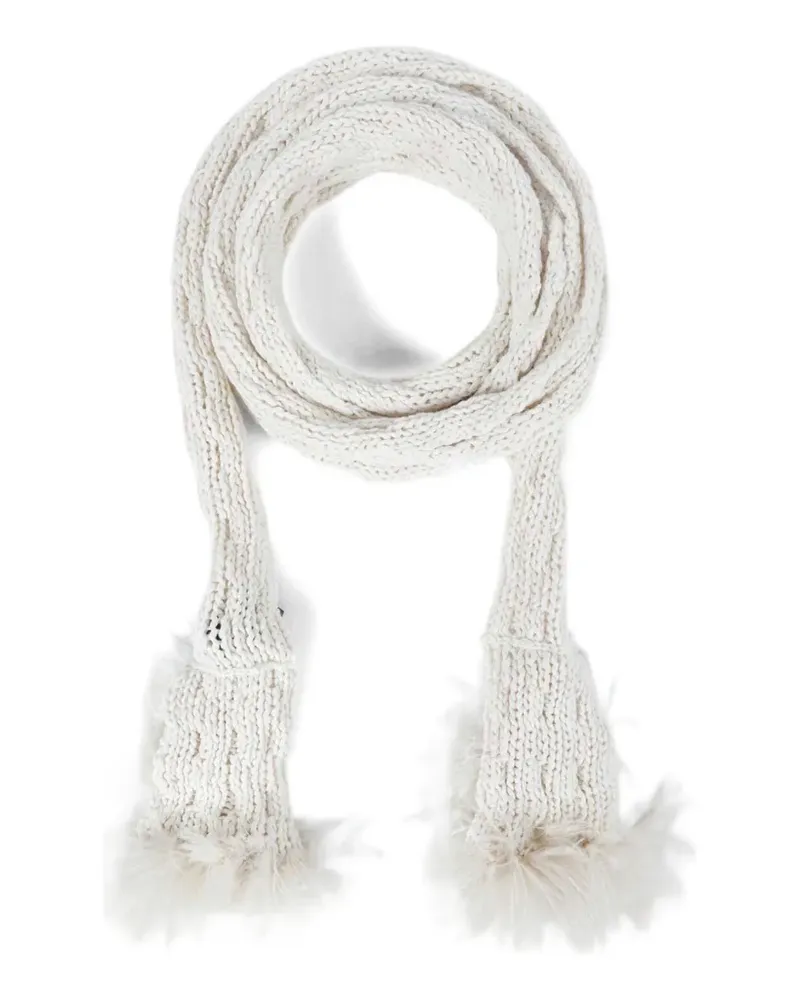 Ann Demeulemeester Rae knitted feather scarf - Nude Nude
