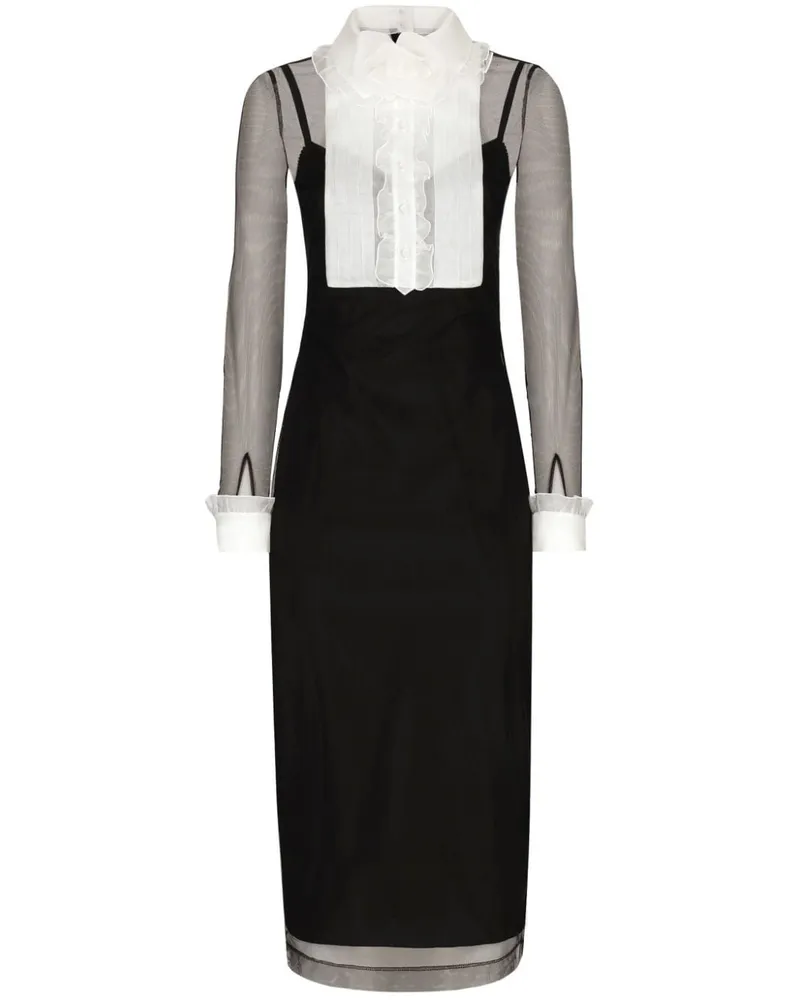 Dolce & Gabbana Midikleid mit Rüschen - Schwarz Schwarz