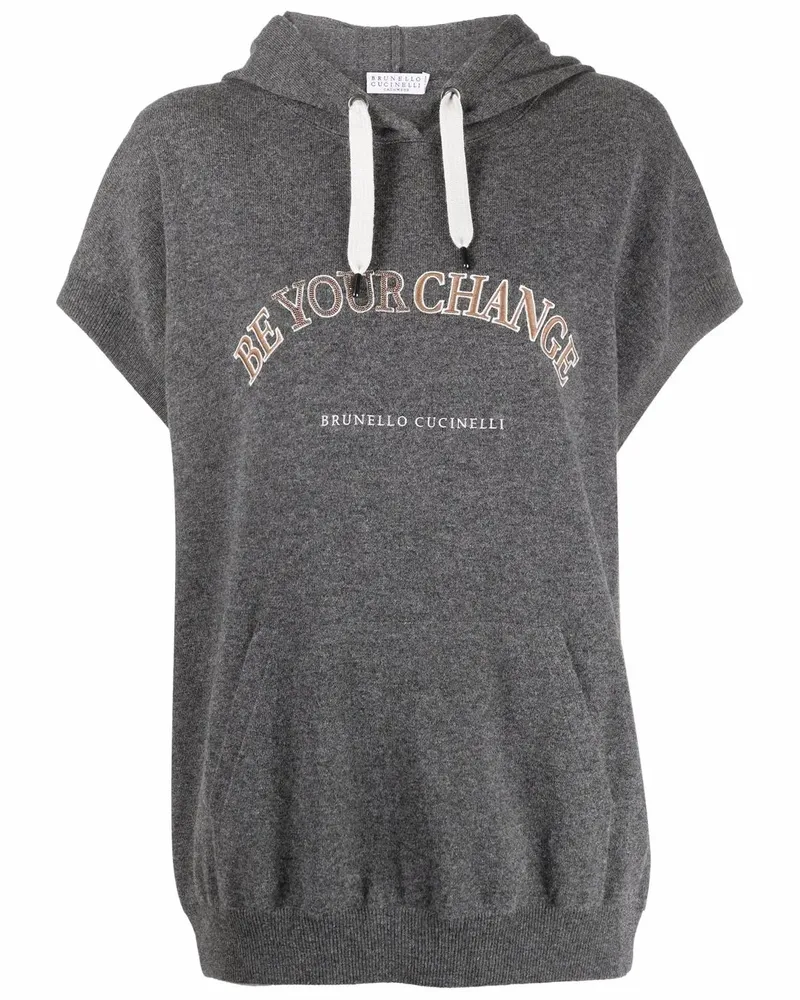 Brunello Cucinelli Kapuzenpullover mit Slogan-Print - Grau Grau
