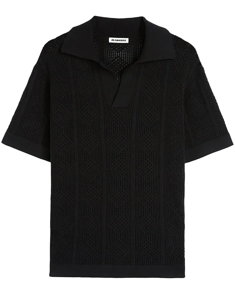 Jil Sander Gestricktes Poloshirt - 001 BLACK 001