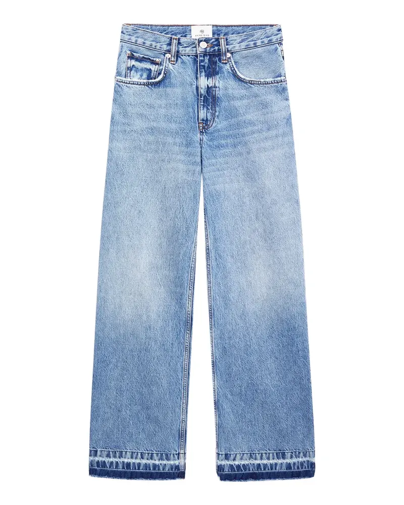 Anine Bing Ausgefranste Lewis Wide-Leg-Jeans - Blau Blau