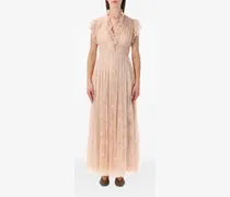 Plissiertes Maxikleid - Nude