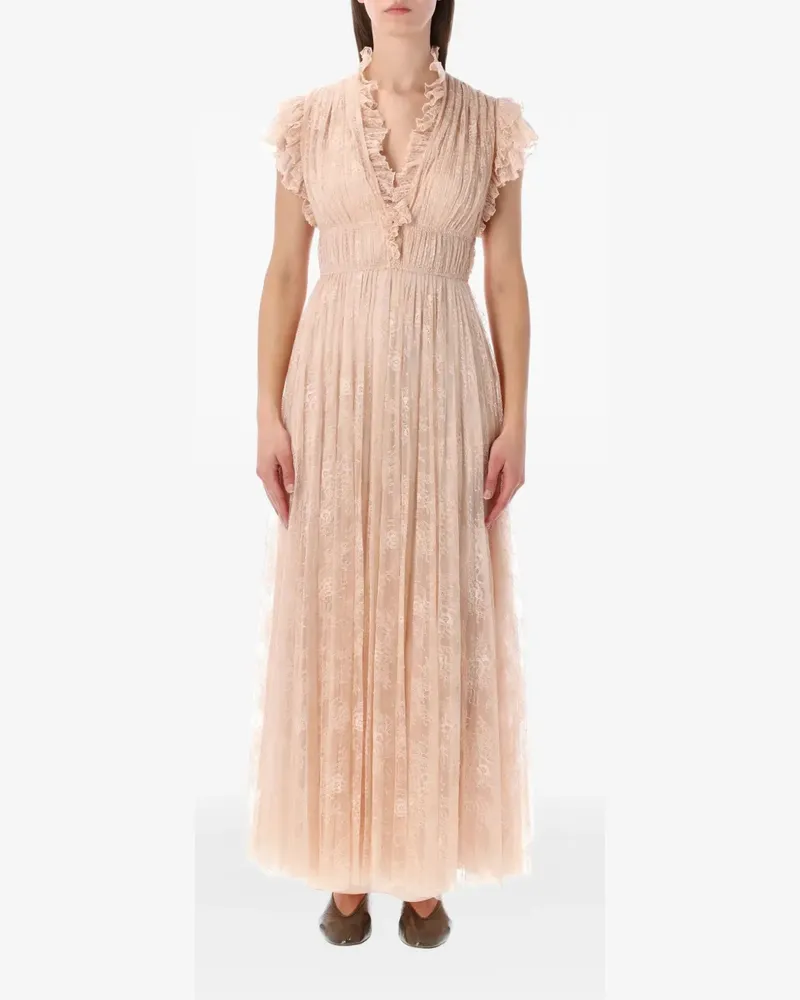 Alberta Ferretti Pleated slip-on maxi dress - Nude Nude