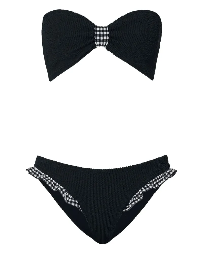 Hunza G Gerüschter Bikini mit Vichy-Karo - Schwarz Schwarz