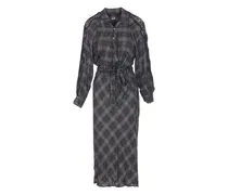 Kariertes Osane Maxikleid - Schwarz