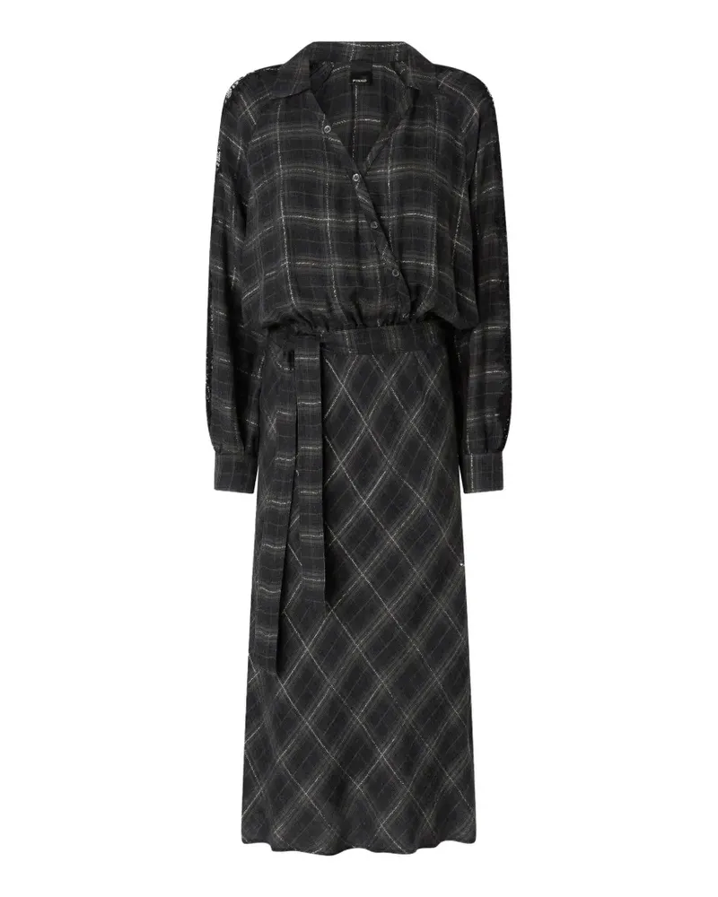 Pinko Kariertes Osane Maxikleid - Schwarz Schwarz