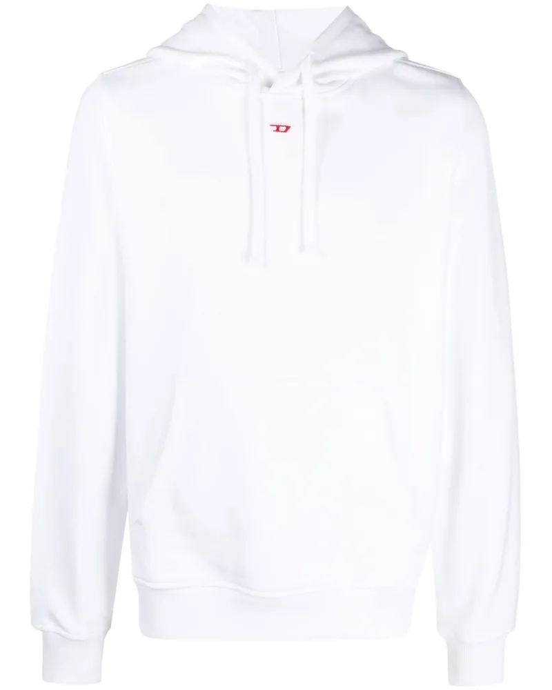 Diesel S-Ginn-Hood-D Hoodie mit Logo-Applikation - Weiß Weiß