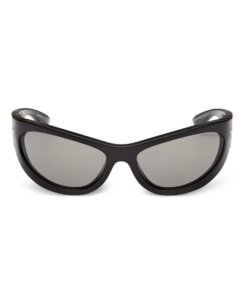 Tom Ford Sonnenbrille mit Tempeldetail - Schwarz Schwarz