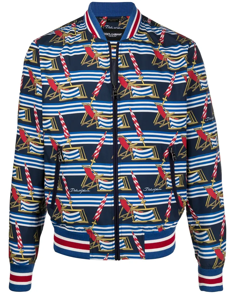 Dolce & Gabbana Bomberjacke mit durchgehendem Print - Blau Blau