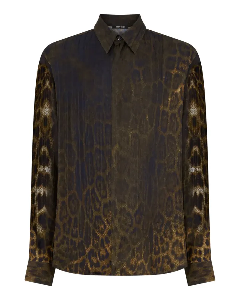Roberto Cavalli leopard-print long-sleeve shirt - Braun Braun