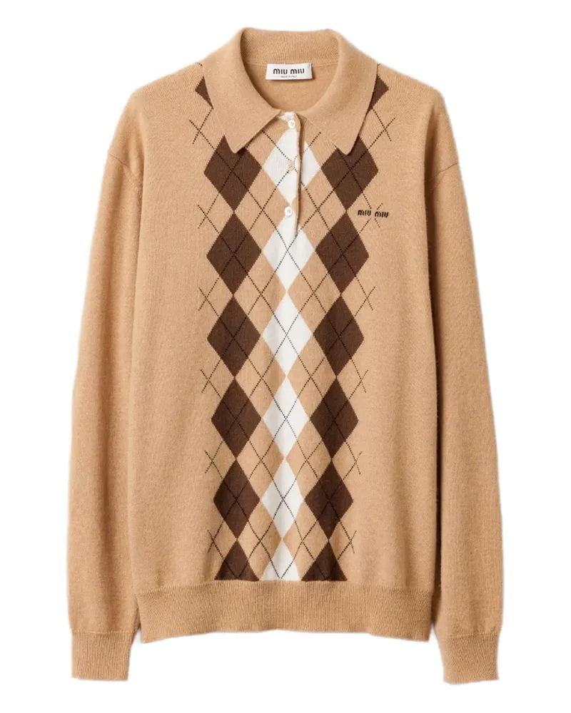 Miu Miu Polo-Pullover mit Argyle-Muster - Braun Braun