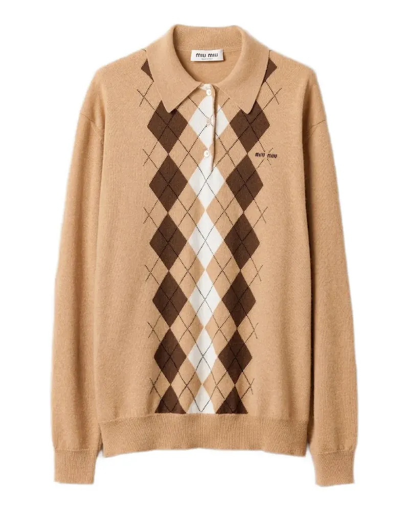 Miu Miu Polo-Pullover mit Argyle-Muster - Braun Braun