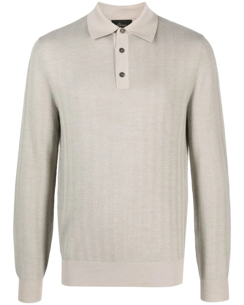 Brioni Langärmeliges Poloshirt - Nude Nude