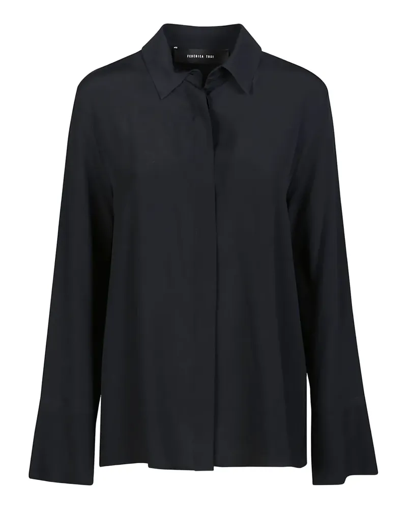 Federica Tosi long-sleeve silk shirt - Schwarz Schwarz