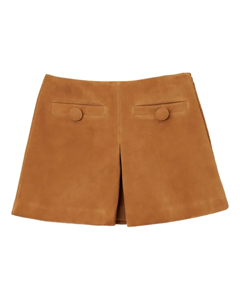 Marc Jacobs Wildleder-Minirock mit Kellerfalte - Braun Braun