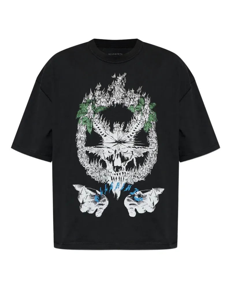 AllSaints Palm Ripper T-Shirt mit rundem Ausschnitt - Schwarz Schwarz