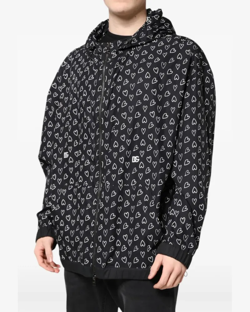 Dolce & Gabbana heart-print hooded jacket - Schwarz Schwarz