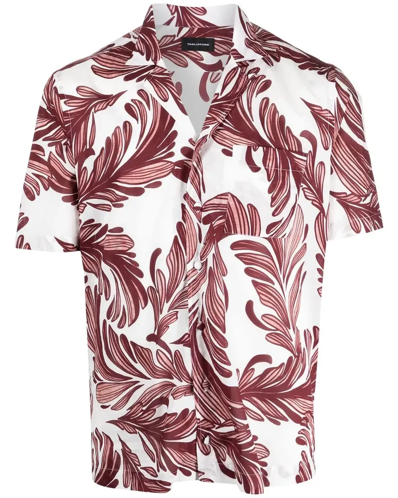 Tagliatore Hemd mit Palmen-Print - Rot Rot