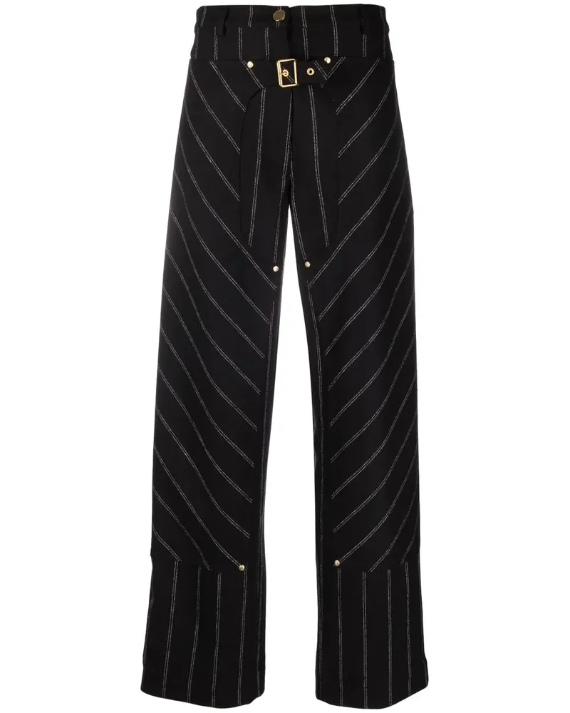Stella McCartney Gestreifte Straight-Leg-Hose - Schwarz Schwarz