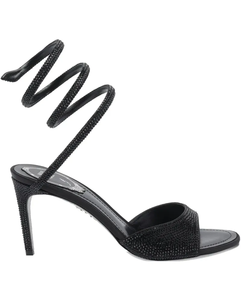 René Caovilla Sandalen mit Kristallen 100mm - Schwarz Schwarz
