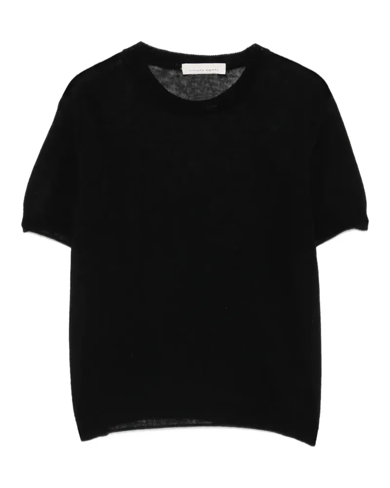 Liviana Conti Gestricktes T-Shirt - Schwarz Schwarz