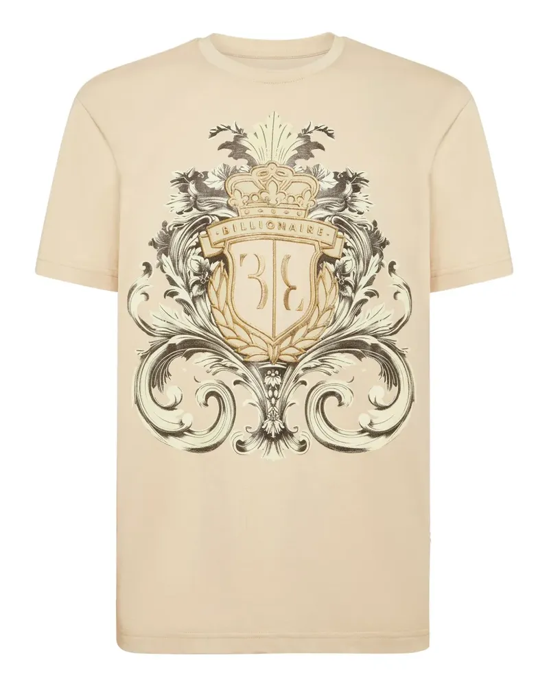 Billionaire T-Shirt mit Wappen-Print - Nude Nude