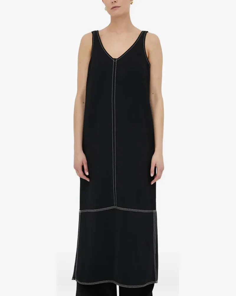 Day Birger et Mikkelsen Midikleid mit V-Ausschnitt - Schwarz Schwarz
