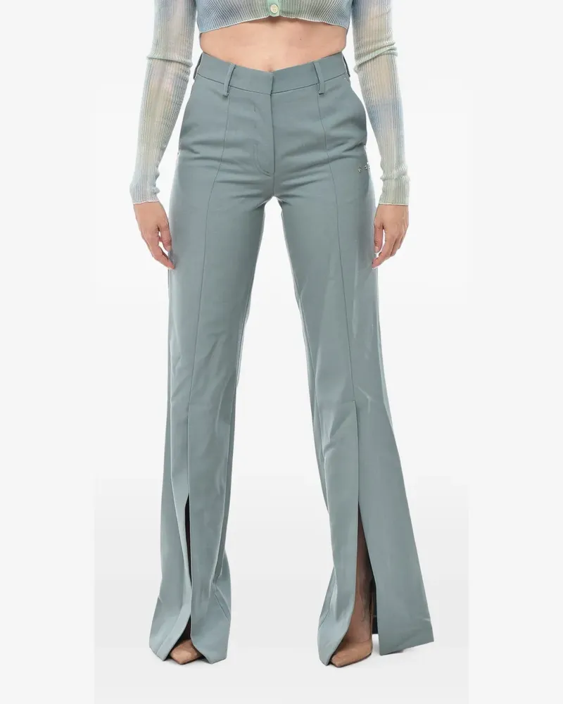 OFF-WHITE ankle-split wide-leg trousers - Blau Blau