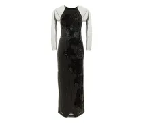 Verziertes Abendkleid aus Mesh - Schwarz