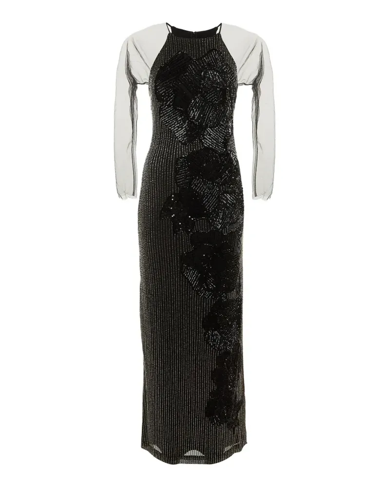 Badgley Mischka Verziertes Abendkleid aus Mesh - Schwarz Schwarz