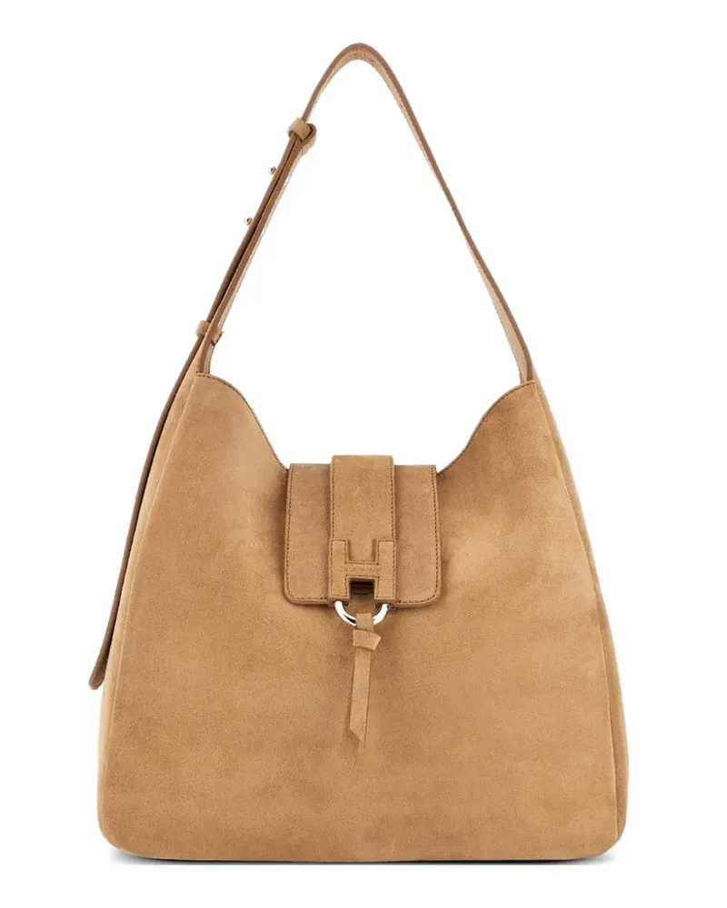 TOD'S T Timeless buckle suede tote bag - Nude Nude