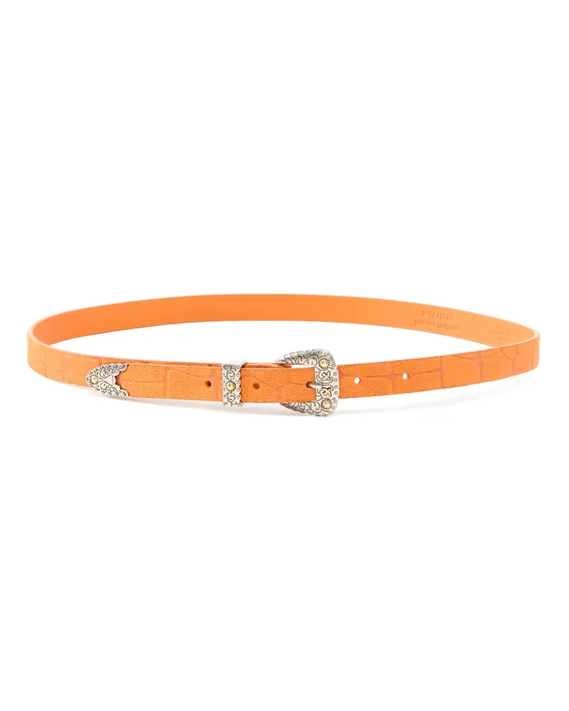 Pinko croc-effect buckle belt - Orange Orange