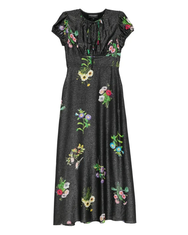 Cynthia Rowley Lurex-Midikleid mit Blumen-Print - Schwarz Schwarz