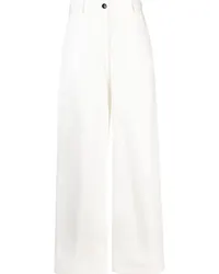 Jil Sander High-Waist-Hose mit weitem Bein Weiß