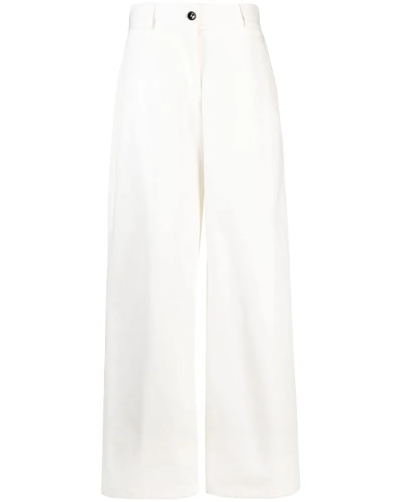 Jil Sander High-Waist-Hose mit weitem Bein - Weiß Weiß